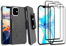 Belt Clip Case and 3 Pack Screen Protector, Kickstand Cover Tempered Glass Swivel Holster - ACM90+3R63