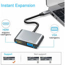 USB-C to HDMI VGA Adapter, TV Video Hub HDTV Cable Video Splitter - ACX98