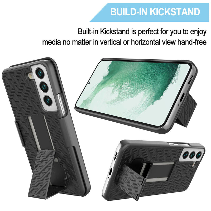 Belt Clip Case and Screen Protector, Kickstand Tempered Glass Swivel Holster - ACK24+Y96