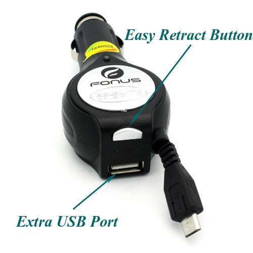 Car Charger, Micro-USB USB Port Retractable - ACM76