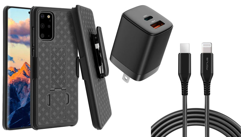 Belt Clip Case and Fast Home Charger Combo, 6ft Long USB-C Cable PD Type-C Power Adapter Swivel Holster - ACSC3+G88