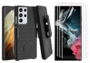 Belt Clip Case and 3 Pack Screen Protector , Kickstand Cover TPU Film Swivel Holster - ACA85+3Z37