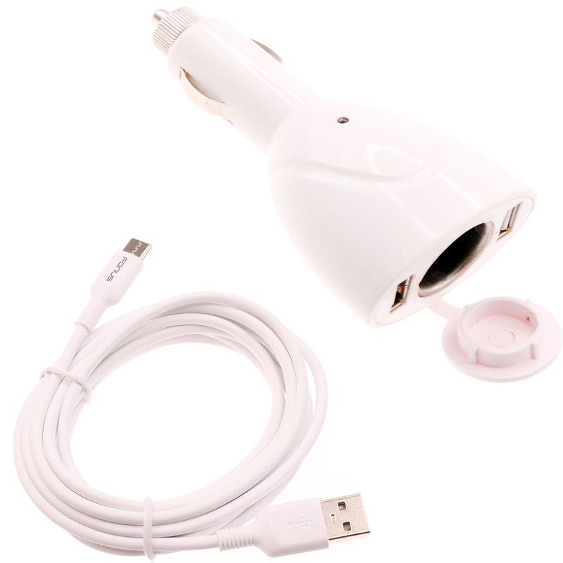 2-Port USB Charger, DC Socket Power Cord 6ft Type-C Cable - ACA88
