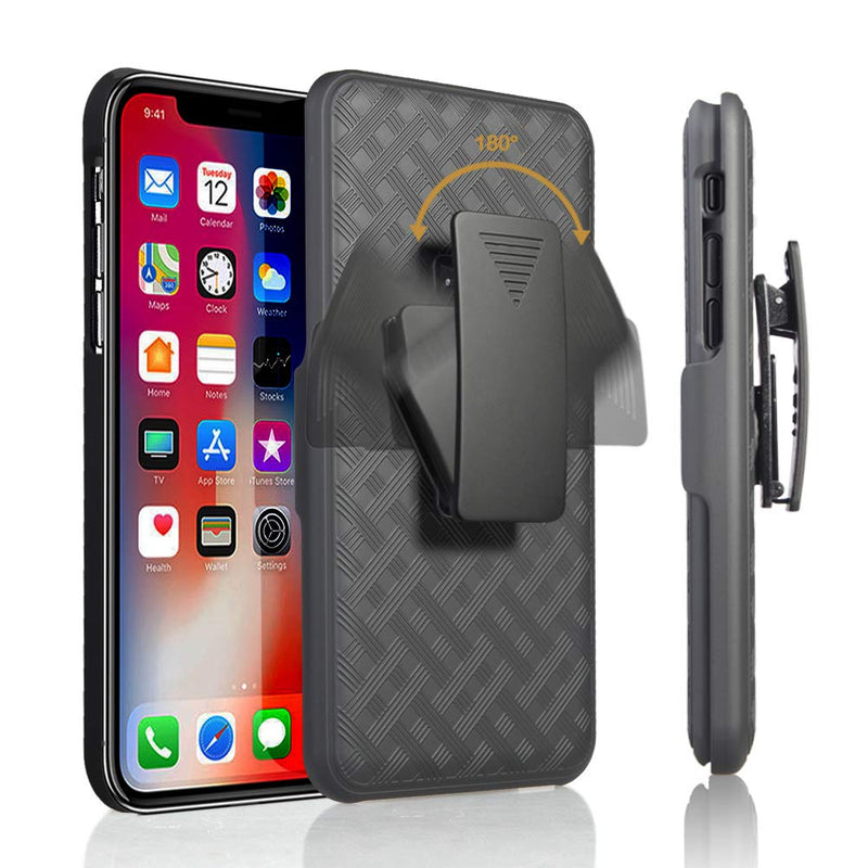 Belt Clip Case and 3 Pack Screen Protector, Kickstand Cover Ceramics Swivel Holster - ACM27+3T03