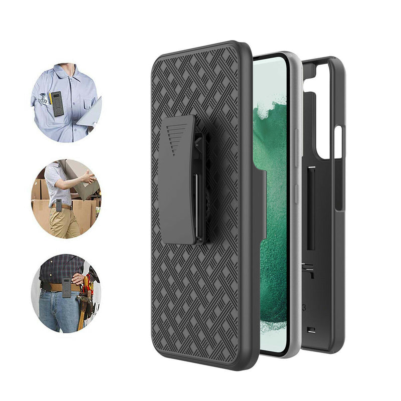 Belt Clip Case and 3 Pack Privacy Screen Protector, Kickstand TPU Film Swivel Holster - ACZ56+3Z25