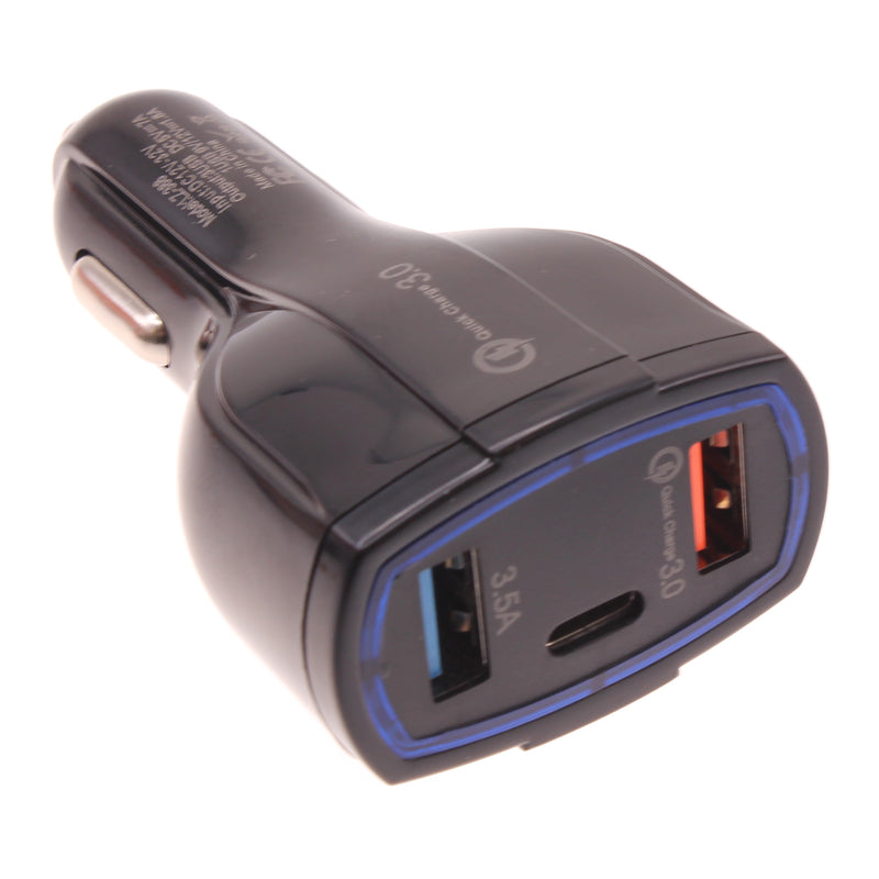 Quick Car Charger, Type-C Port 3-Port USB 48W - ACF56