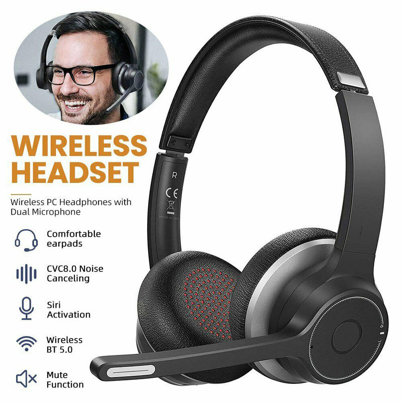 Wireless Over-Ear Headphones, Hands-free Headset With Boom Microphone