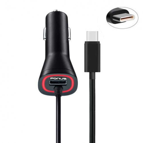 Car Charger, Fast Power Adapter Type-C Coiled Cable - ACD42