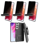 Belt Clip Case and 3 Pack Privacy Screen Protector, Kickstand Cover TPU Film Swivel Holster - ACZ54+3Z24