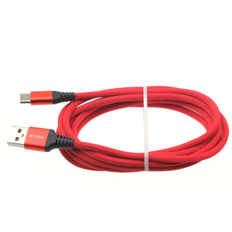 Red 10ft Long USB-C Cable, Power Charger Cord Type-C Wire - ACA80