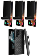 Belt Clip Case and 3 Pack Privacy Screen Protector, Kickstand Cover TPU Film Swivel Holster - ACZ53+3Z23