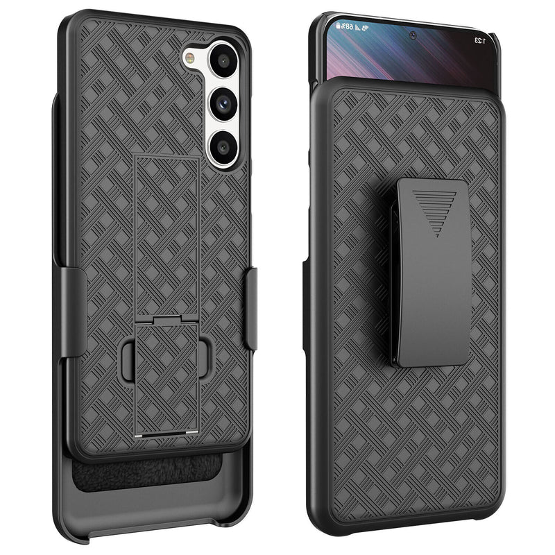 Belt Clip Case and Screen Protector , Kickstand Cover Tempered Glass Swivel Holster - ACK15+Y97
