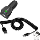 Car Charger, Coiled Cable USB Port 18W Fast - ACM14