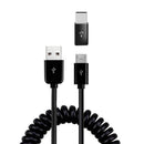 Coiled USB Cable,  Power Wire Micro-USB to USB-C Adapter Charger Cord  - ACK81 1881-1