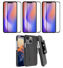 Belt Clip Case and 3 Pack Screen Protector, Kickstand Cover Tempered Glass Swivel Holster - ACA49+3Z31