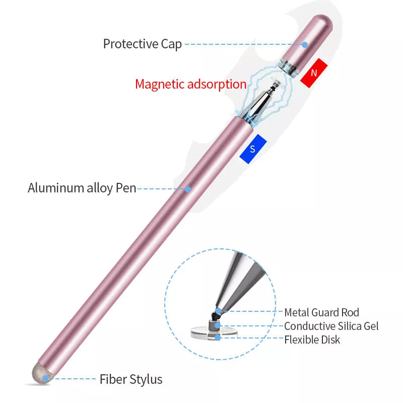 Pink Stylus, Aluminum Fiber Tip Touch Screen Pen - ACZ80