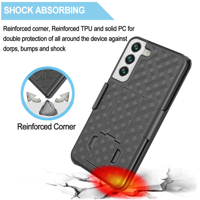 Belt Clip Case and 3 Pack Screen Protector, Kickstand Cover TPU Film Swivel Holster - ACZ56+3Z36