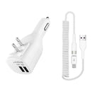 2-in-1 Car Home Charger,  Charger Cord Micro-USB to USB-C Adapter Coiled USB Cable  - ACK12 1879-1