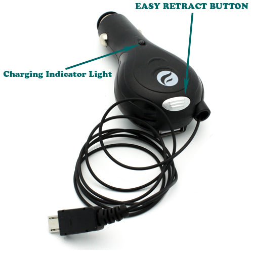 Car Charger, USB Port 3.1A Retractable - ACC01