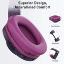 Bluetooth Headphones, Over Ear Wireless Earphones w Mic Foldable Headset Purple - ACCM3