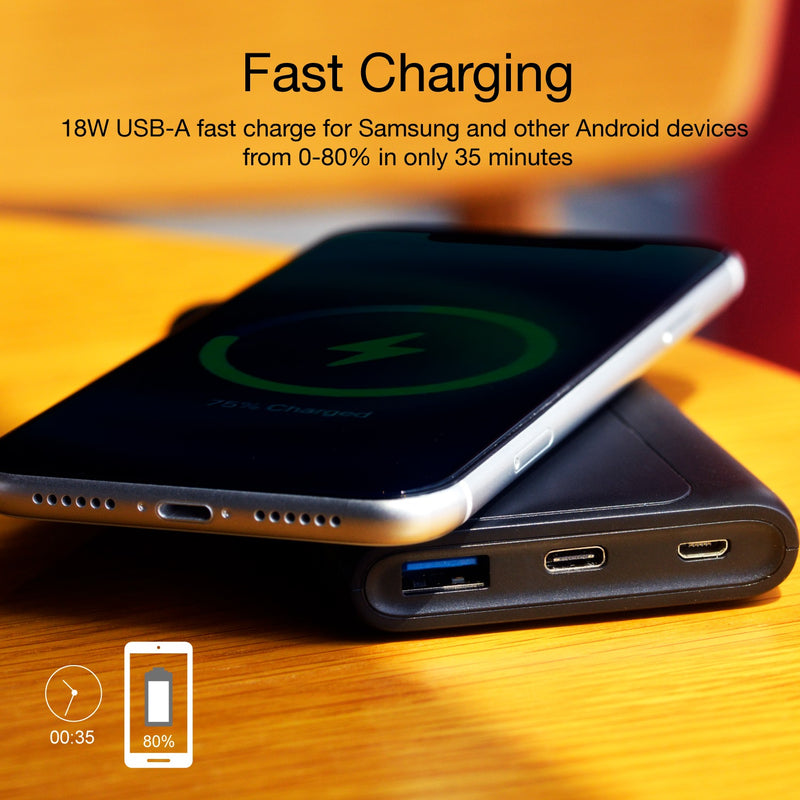 10000mAh Power Bank, Portable Charger Backup Battery Wireless Charging - ACC36